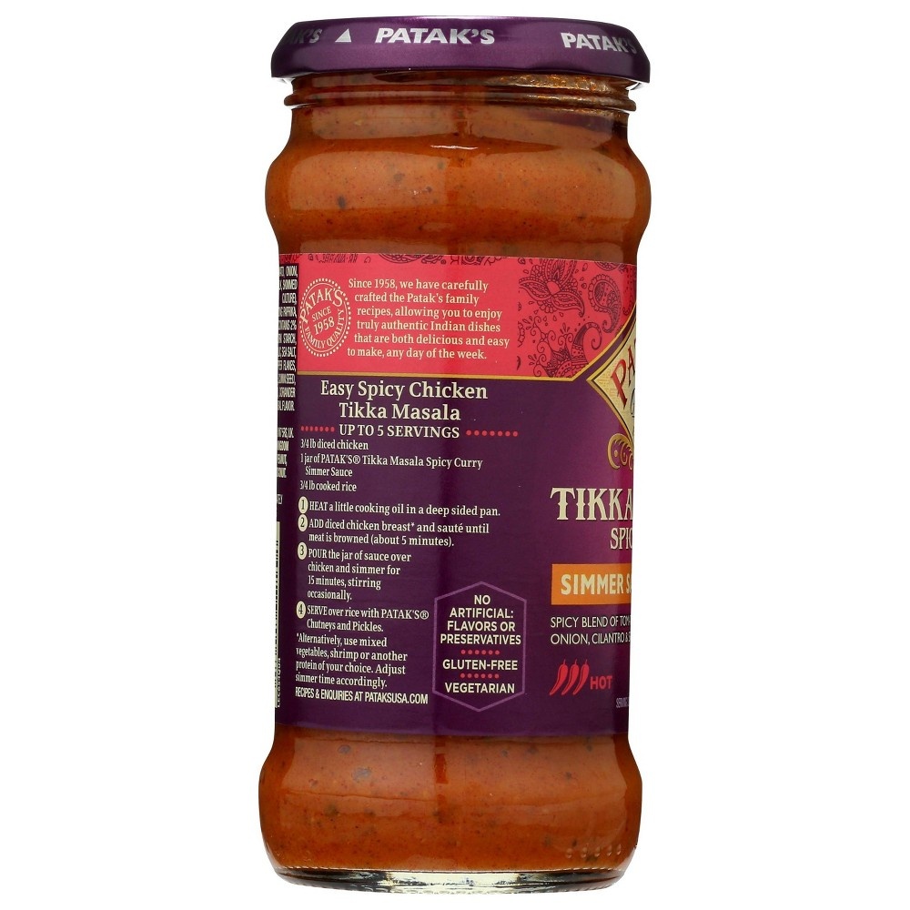 slide 3 of 4, Patak's Hot & Spicy Tikki Masala Curry Simmer Sauce, 12.3 oz