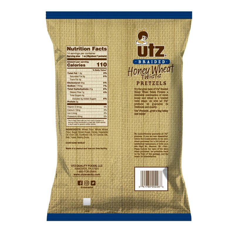slide 2 of 5, Utz Honey Wheat Braided Twists Pretzels - 14oz, 14 oz