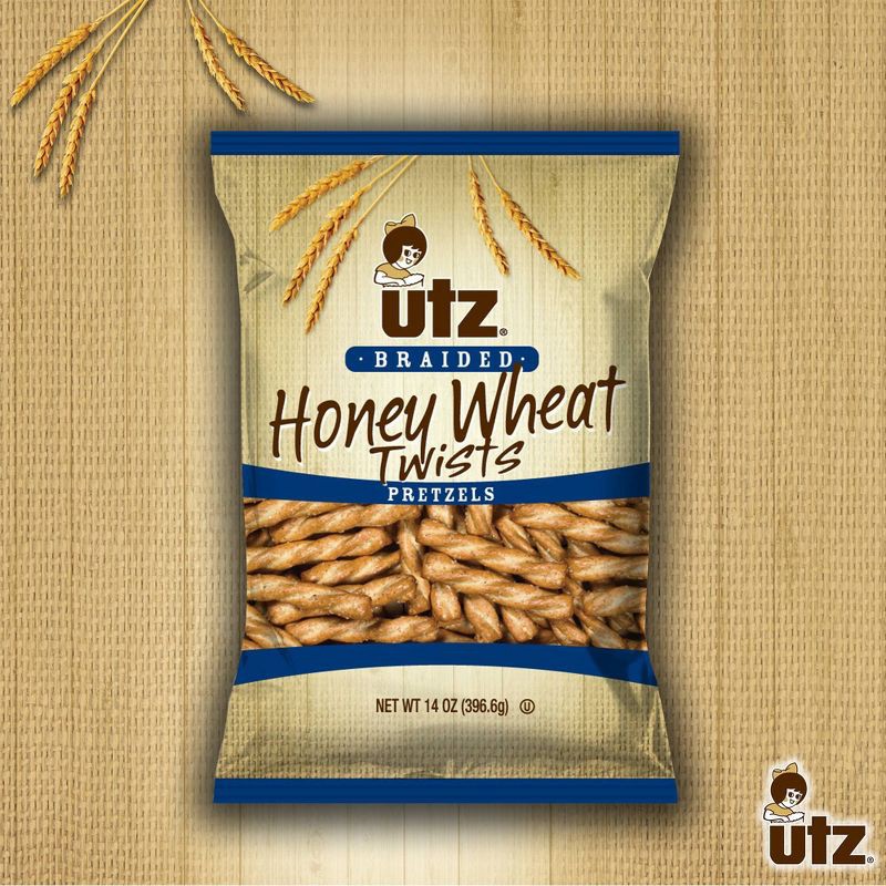 slide 3 of 5, Utz Honey Wheat Braided Twists Pretzels - 14oz, 14 oz