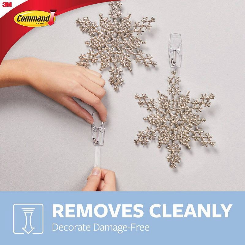 slide 5 of 11, Command 6pk Damage-Free Hanging Clear Medium Wire Toggle Hooks with Adhesive Strips for Christmas Lights and Holiday Decorations, 6 ct