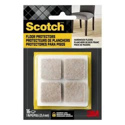 Scotch Felt Pads Beige Square 1 inch: Furniture Floor Protectors, Anti-Scratch Chair Leg Pads, 16 Pack