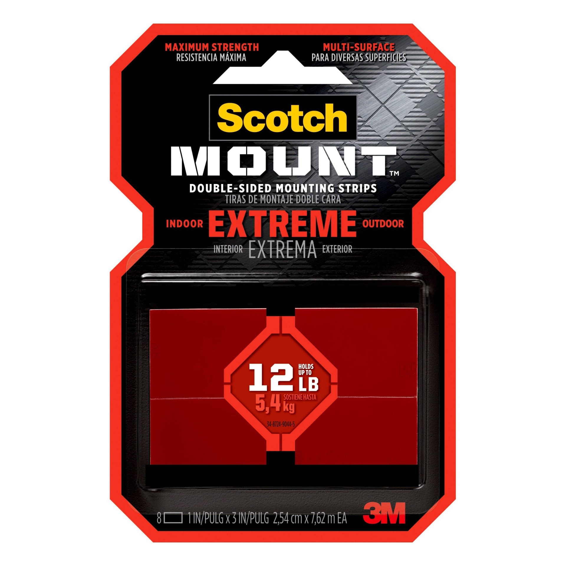 slide 1 of 11, Scotch 1" x 3" Extremely Strong Mounting Strips, 1 ct