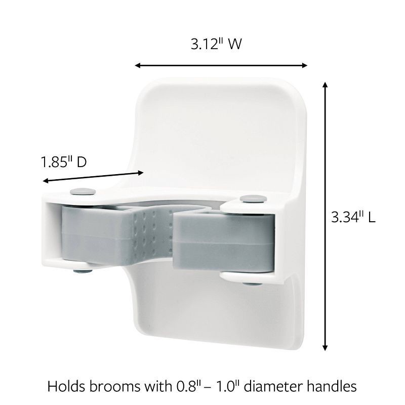 slide 3 of 11, Command Broom Gripper: Wall Mount Broom Holder & Hanger, Adhesive Hook, Plastic, 4 lb Capacity, White, 4 lb
