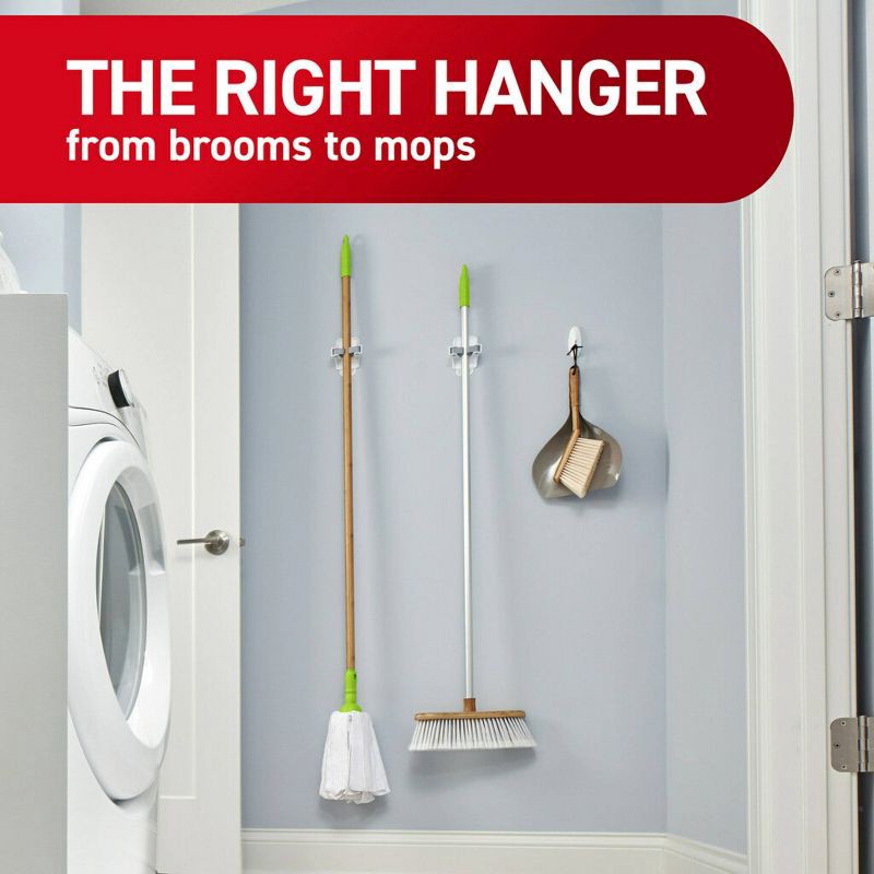 slide 7 of 11, Command Broom Gripper: Wall Mount Broom Holder & Hanger, Adhesive Hook, Plastic, 4 lb Capacity, White, 4 lb