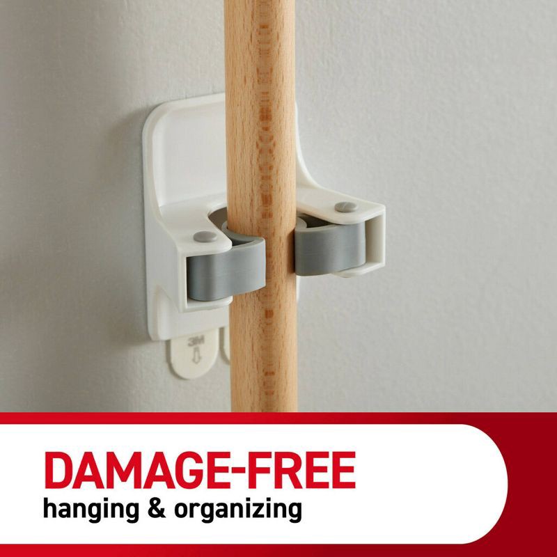 slide 8 of 11, Command Broom Gripper: Wall Mount Broom Holder & Hanger, Adhesive Hook, Plastic, 4 lb Capacity, White, 4 lb