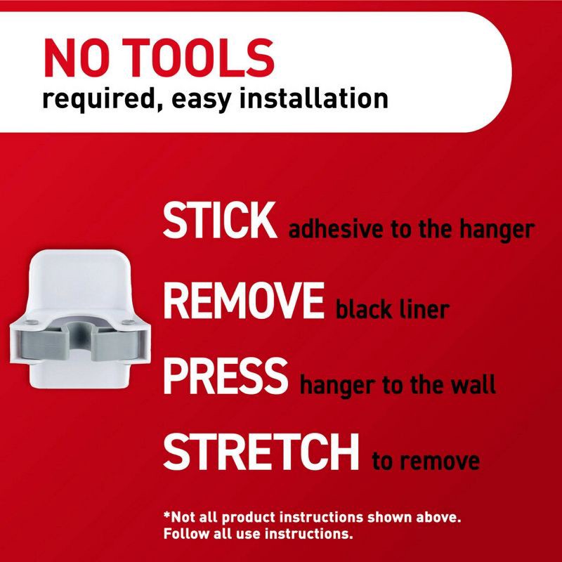 slide 9 of 11, Command Broom Gripper: Wall Mount Broom Holder & Hanger, Adhesive Hook, Plastic, 4 lb Capacity, White, 4 lb