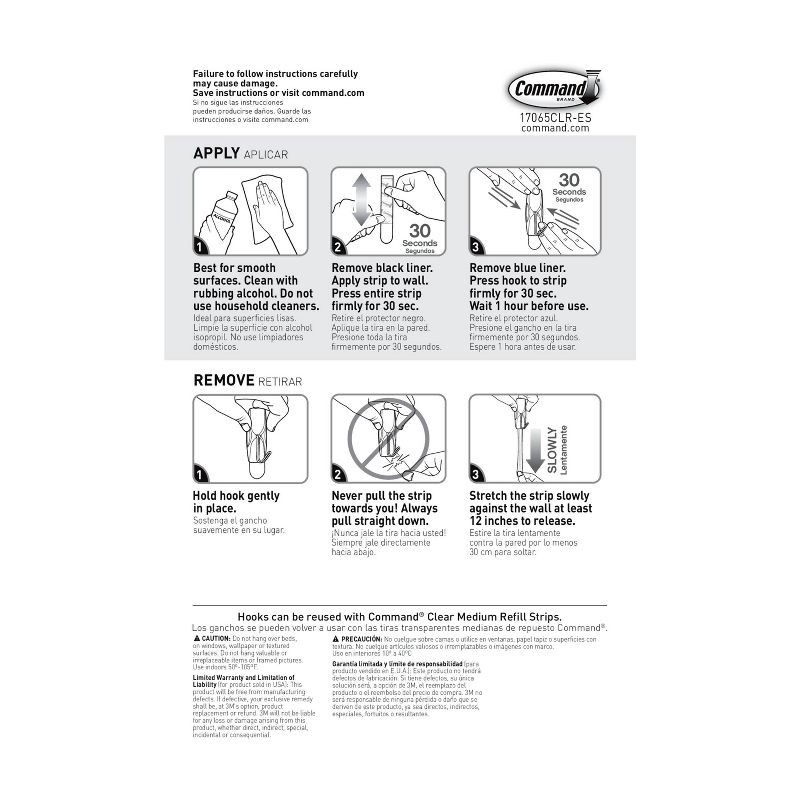 slide 10 of 11, Command Medium Sized Wire Toggle Decorative Hook Clear: Adhesive Hooks, 2 Pack, 2 lb Capacity, Plastic, 2.169" Height, 2 ct; 2 lb