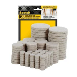 Scotch 2&#x27;&#x27; X 2&#x27;&#x27; X 0.2&#x27;&#x27; Floor Pad 162ct: Felt Chair Leg Protectors, Anti-Scratch, Beige PET Material, 0.2&quot; Thick