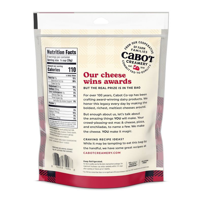 slide 9 of 9, Cabot Creamery Cabot Seriously Sharp Shreds Cheddar Cheese - 8oz, 8 oz