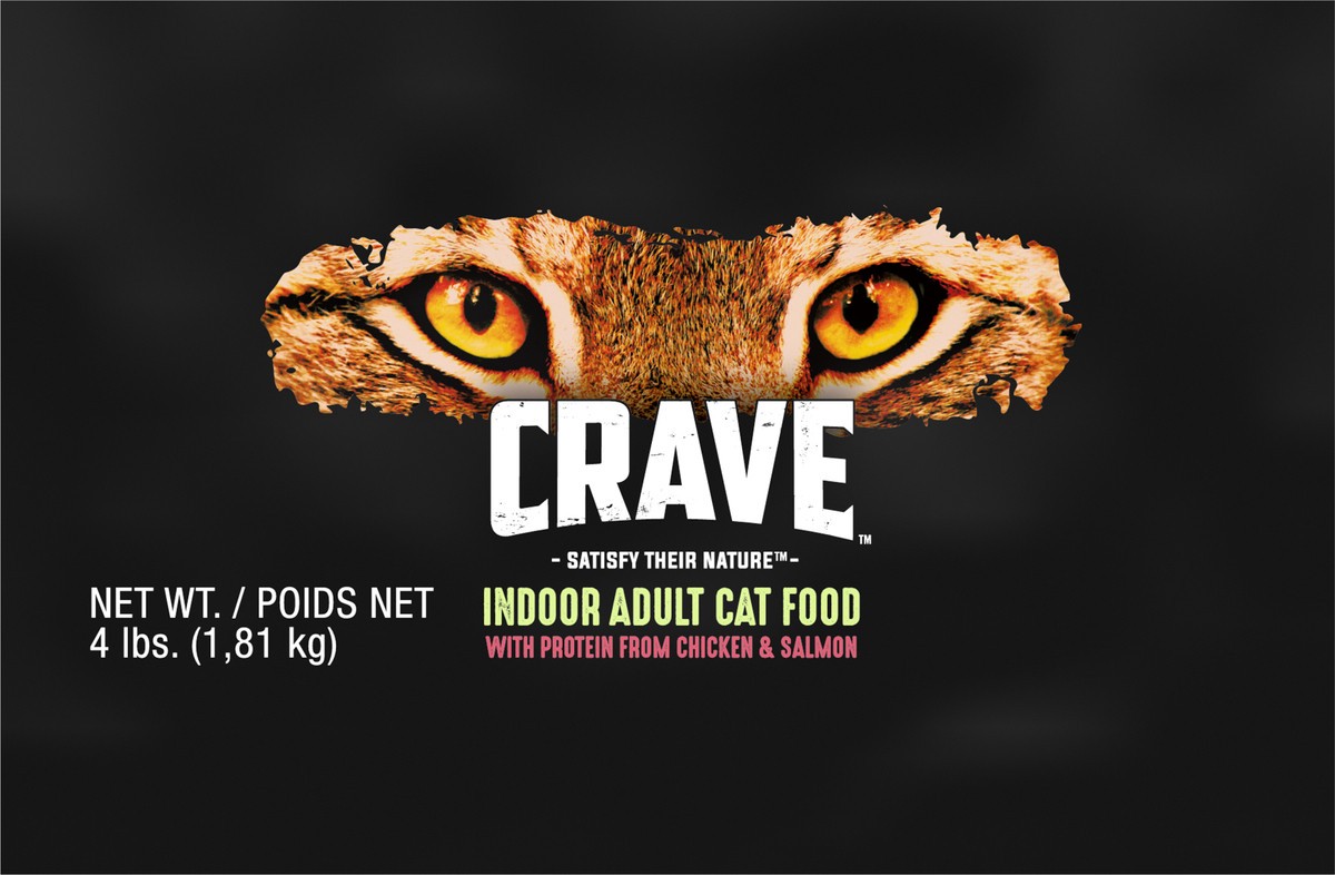 slide 3 of 9, CRAVE Adult (1+ Years) Indoor with Protein from Chicken & Salmon Cat Food 4 lb, 4 lb