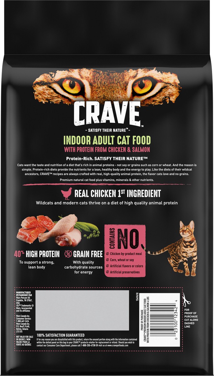 slide 4 of 9, CRAVE Adult (1+ Years) Indoor with Protein from Chicken & Salmon Cat Food 4 lb, 4 lb