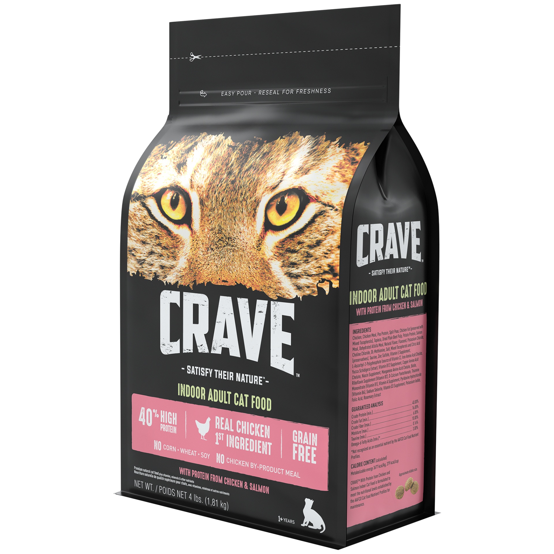 CRAVE Grain Free Indoor Adult High Protein Natural Dry Cat Food with ...