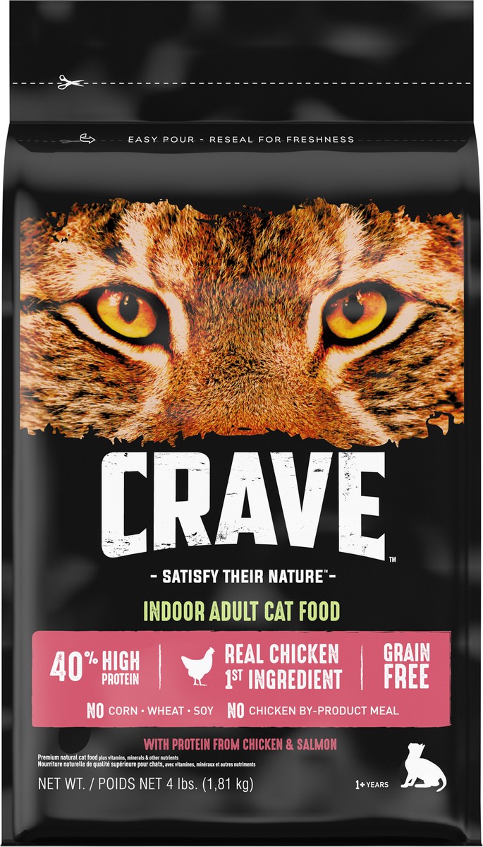 slide 5 of 9, CRAVE Adult (1+ Years) Indoor with Protein from Chicken & Salmon Cat Food 4 lb, 4 lb