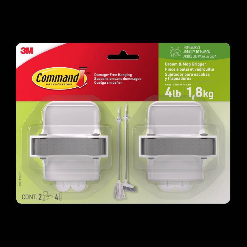 slide 1 of 11, Command Broom & Mop Gripper 2 Grippers - 4 Strips/Pack, 1 ct