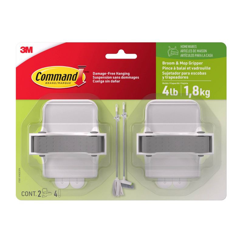 slide 1 of 11, Command Broom & Mop Gripper 2 Grippers - 4 Strips/Pack, 1 ct