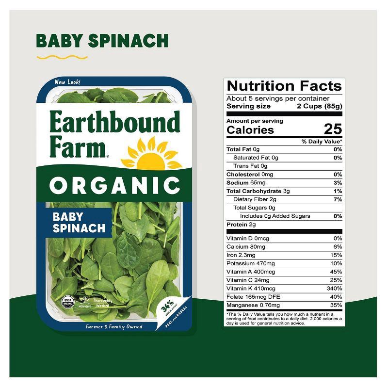 slide 3 of 3, Earthbound Farm Organic Baby Spinach - 16oz, 16 oz