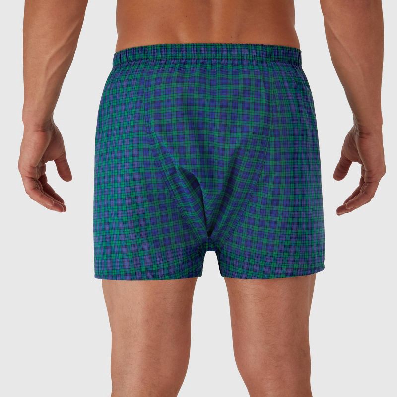 slide 5 of 6, Hanes Men's Tartan Plaid Woven Boxer Shorts 5pk - Red/Brown/Blue L: Lightweight, Tagless, Breathable, Moisture Wicking, Elastic Waistband, 5 ct