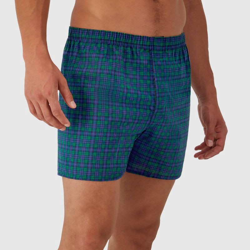 slide 4 of 6, Hanes Men's Tartan Plaid Woven Boxer Shorts 5pk - Red/Brown/Blue XL: Tagless, Breathable, Moisture Wicking, 5 ct