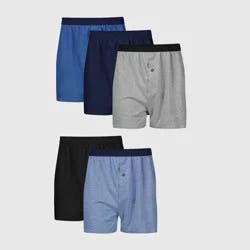 Hanes Men's Knit Boxer Shorts 5pk - Color May Vary M: Tagless, Breathable, Moisture Wicking, Regular Rise, Elastic Waistband