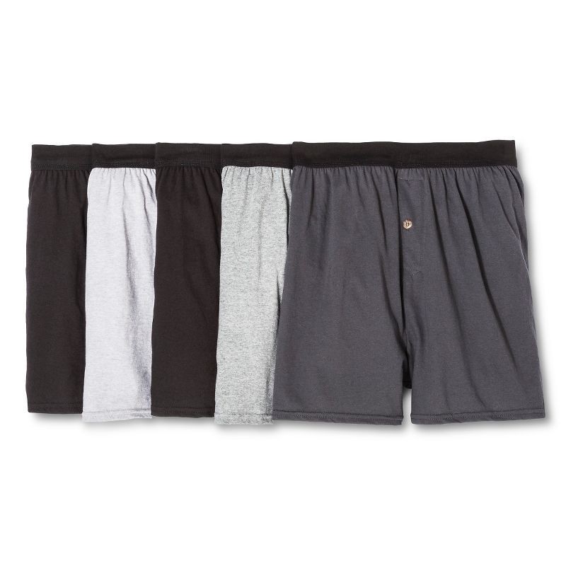 slide 1 of 1, Hanes Men's Knit Boxer Shorts 5pk - Black/Gray XL, 5 ct