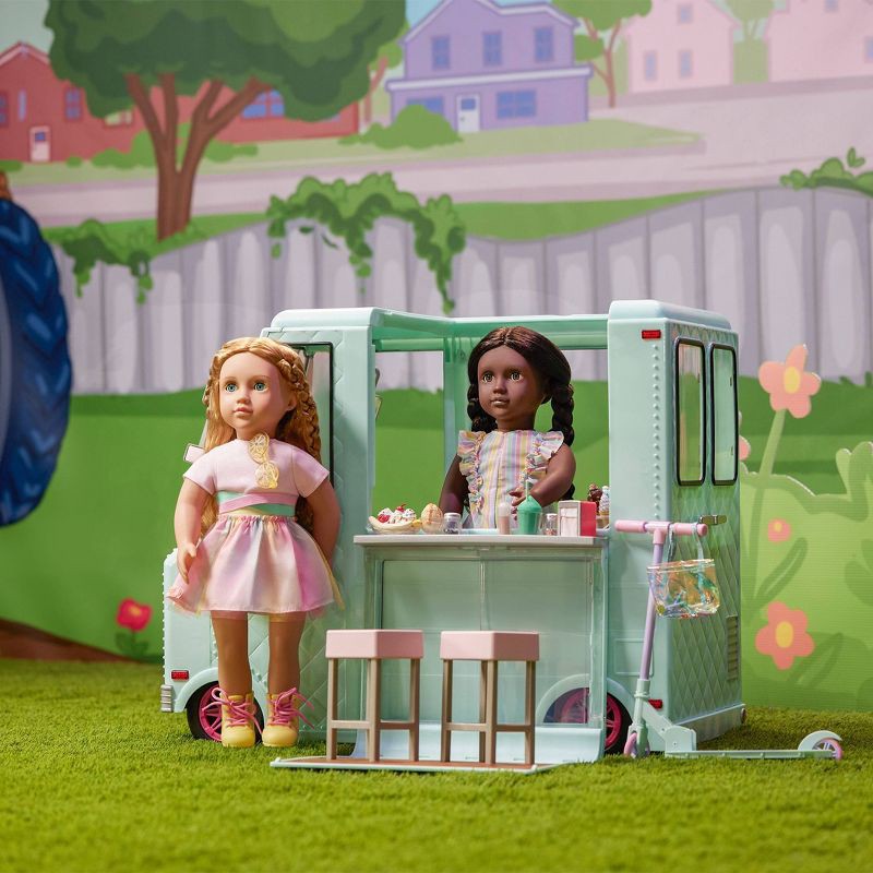 slide 2 of 11, Our Generation Sweet Stop Ice Cream Truck with Electronics for 18" Dolls - Light Blue, 1 ct