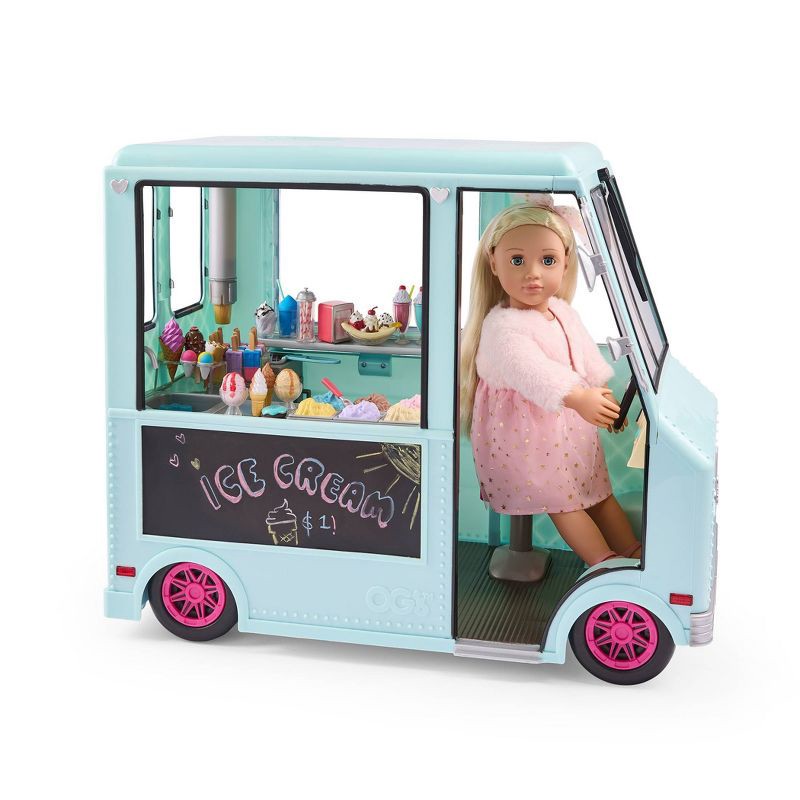 slide 6 of 11, Our Generation Sweet Stop Ice Cream Truck with Electronics for 18" Dolls - Light Blue, 1 ct