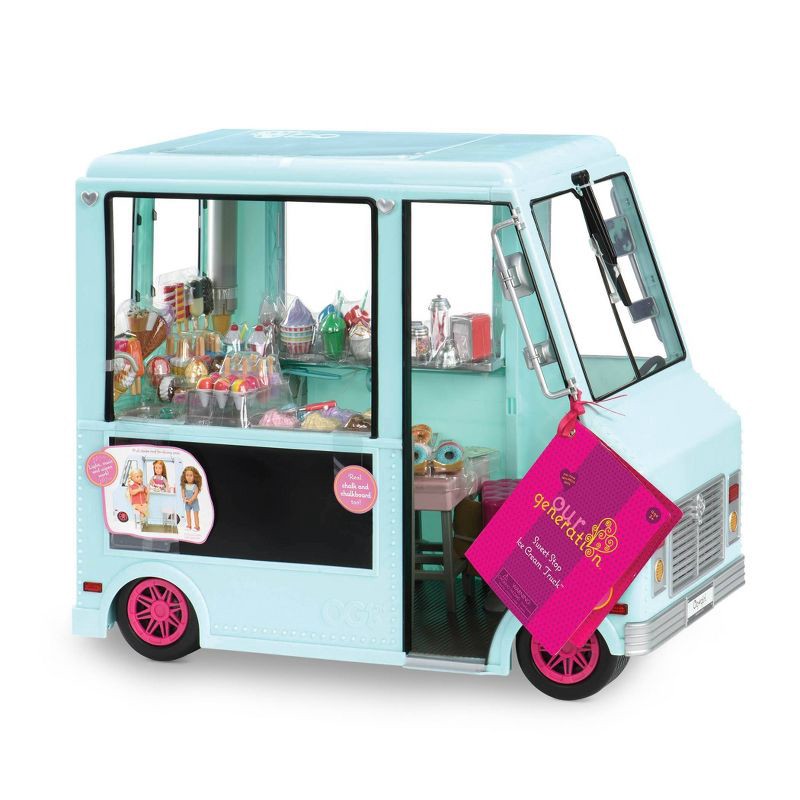 slide 13 of 13, Our Generation Sweet Stop Ice Cream Truck with Electronics for 18" Dolls - Light Blue, 1 ct