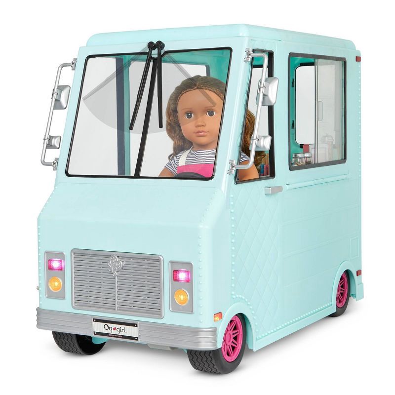 slide 7 of 11, Our Generation Sweet Stop Ice Cream Truck with Electronics for 18" Dolls - Light Blue, 1 ct