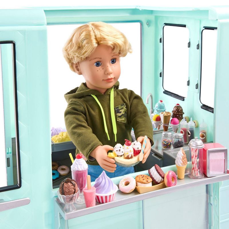 slide 5 of 11, Our Generation Sweet Stop Ice Cream Truck with Electronics for 18" Dolls - Light Blue, 1 ct