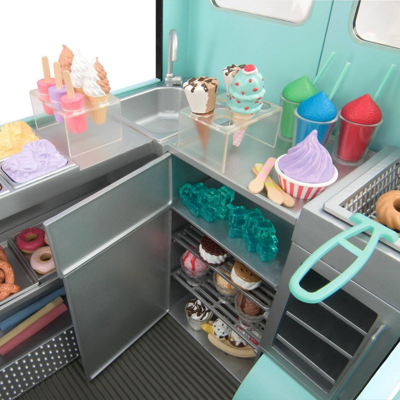 slide 11 of 13, Our Generation Sweet Stop Ice Cream Truck with Electronics for 18" Dolls - Light Blue, 1 ct