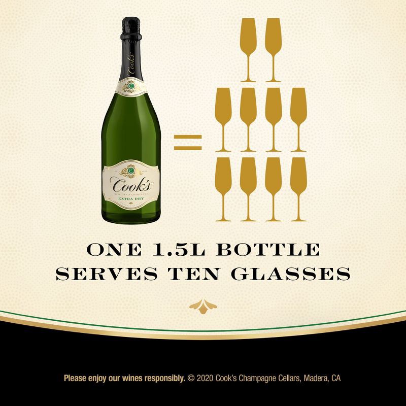 slide 3 of 8, Cook's California Champagne Extra Dry White Sparkling Wine - 1.5L Bottle, 1.5 liter