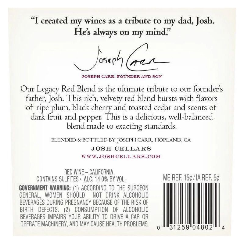 slide 9 of 9, Josh Cellars Josh Legacy Red Blend Wine - 750ml Bottle, 750 ml