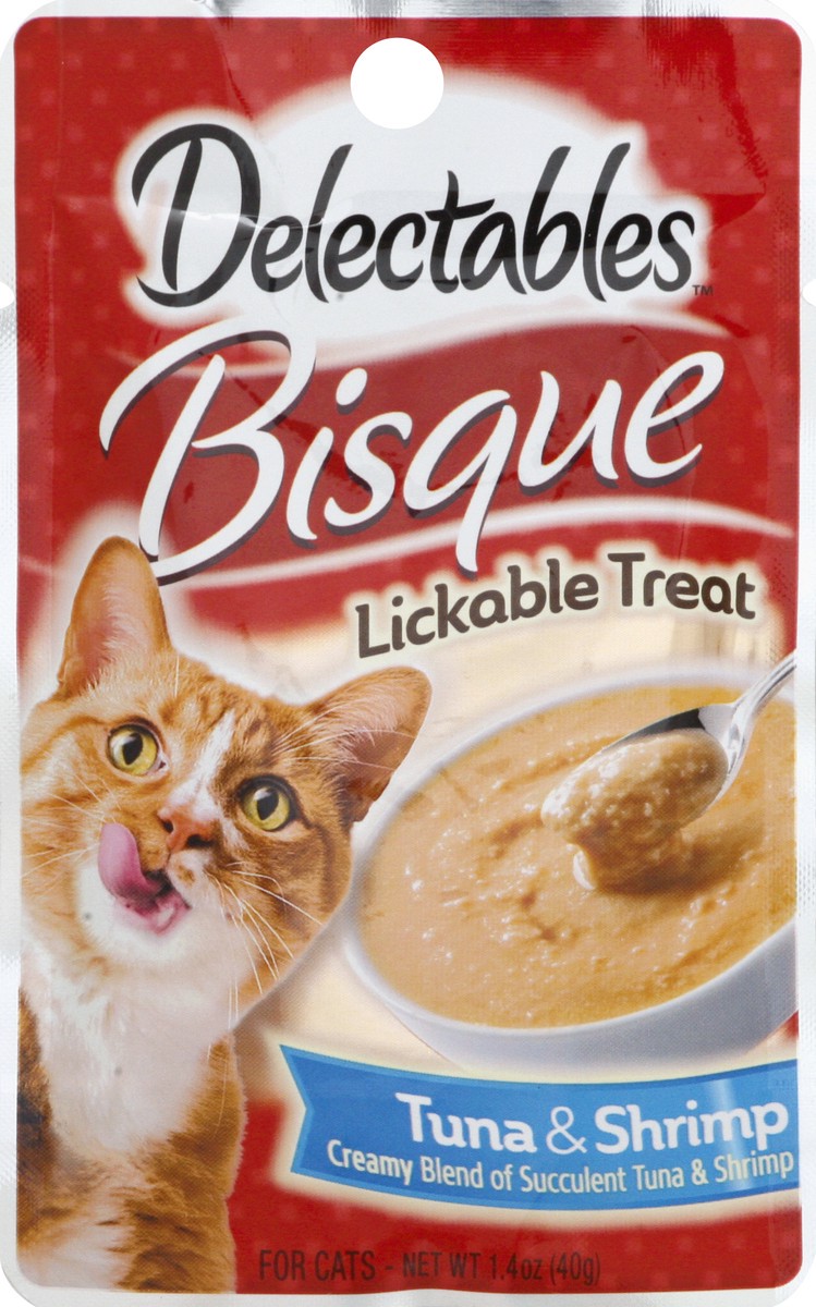 slide 4 of 9, Delectables Bisque Lickable Cat Treat, Tuna & Shrimp, 1.4 oz