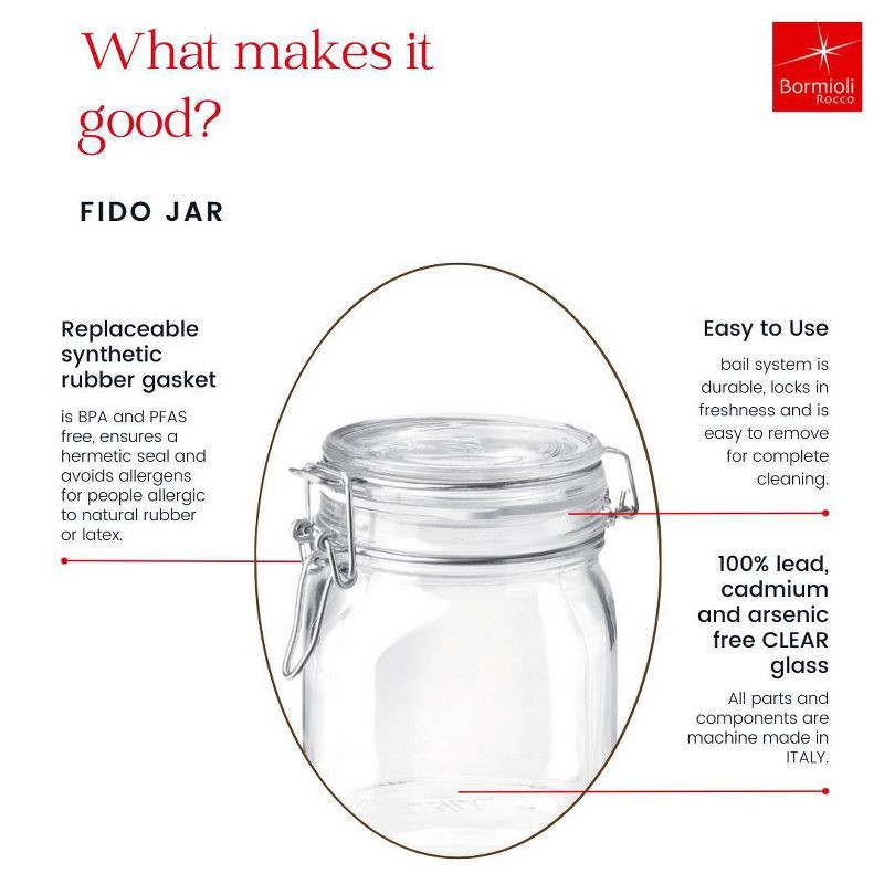 slide 6 of 7, Bormioli Rocco Fido 33.75oz Glass Canning Jar, 33.75 oz