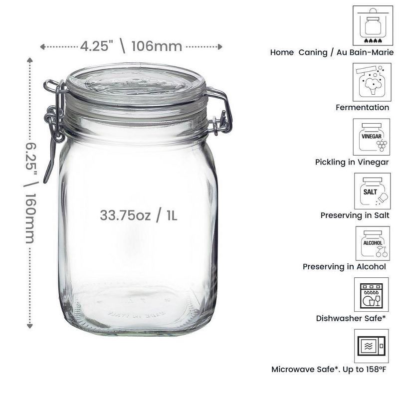 slide 7 of 7, Bormioli Rocco Fido 33.75oz Glass Canning Jar, 33.75 oz