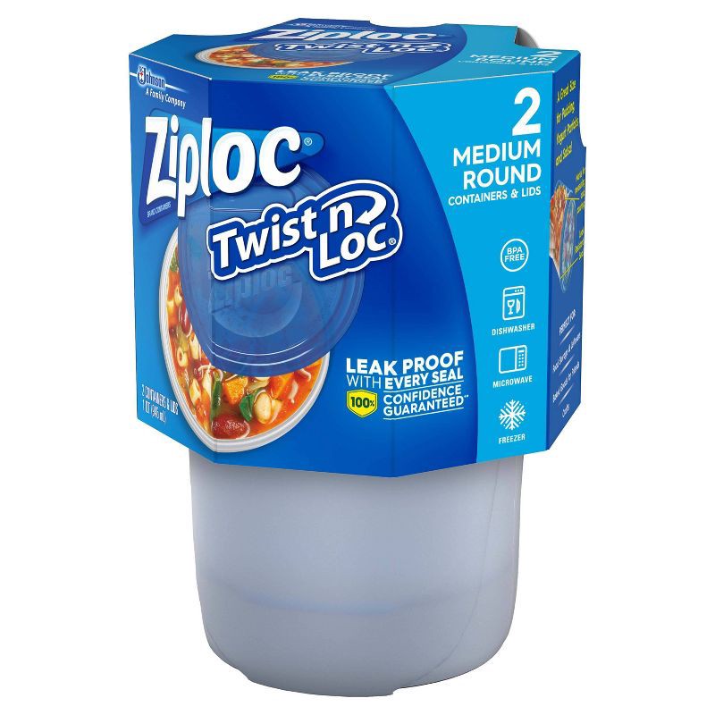 slide 2 of 14, Ziploc Twist 'n Loc Medium Round Containers - 2ct, 2 ct
