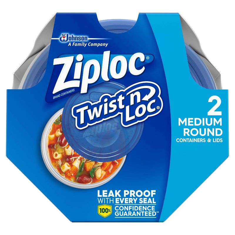 slide 12 of 14, Ziploc Twist 'n Loc Medium Round Containers - 2ct, 2 ct