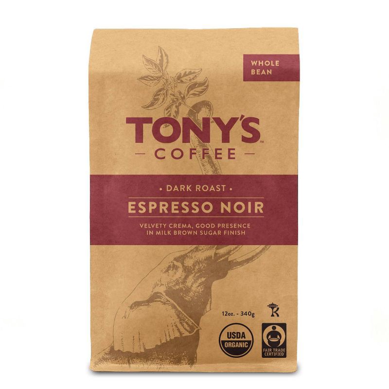 slide 1 of 5, Tony's Coffee Espresso Noir Dark Roast Whole Bean Coffee - 12oz, 12 oz