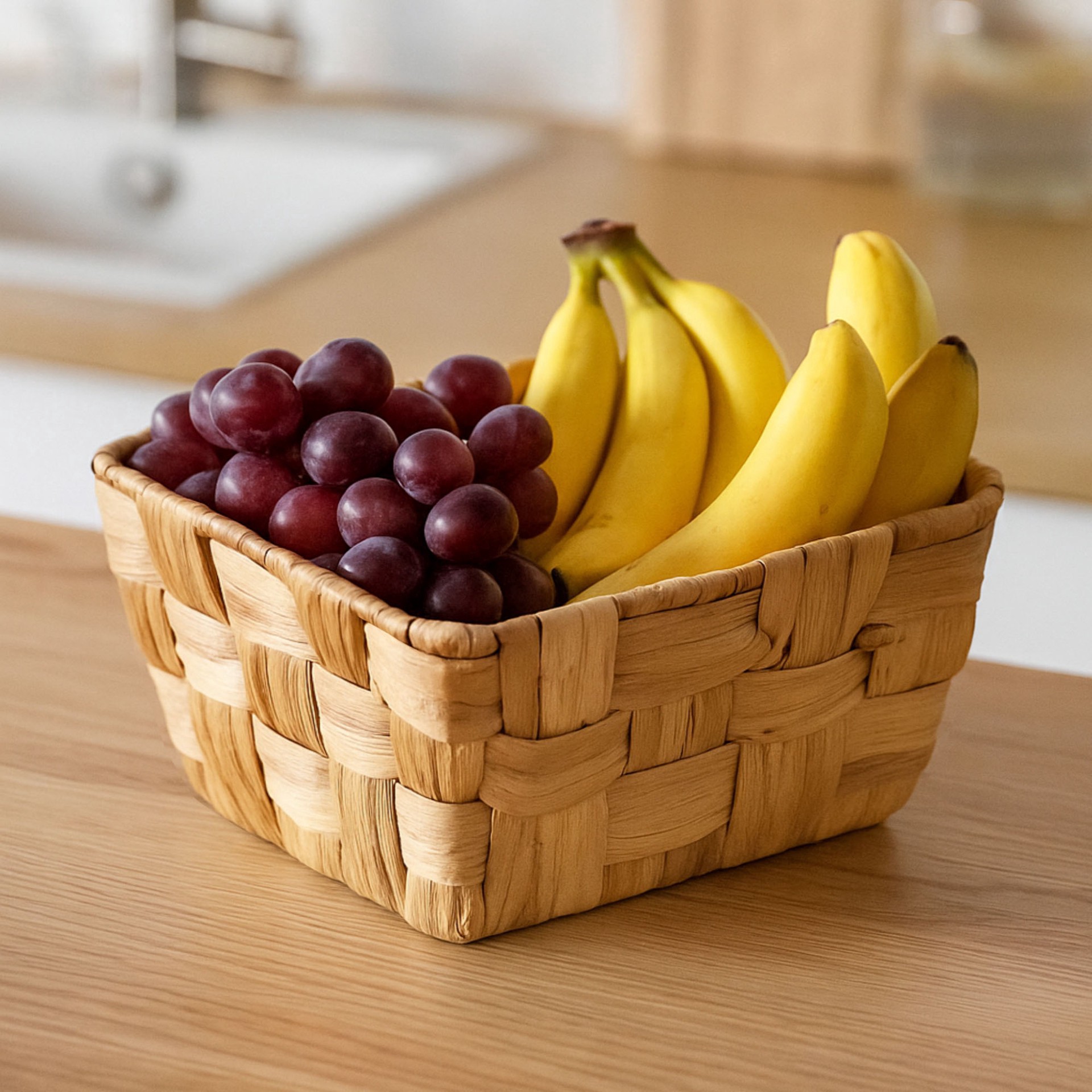 slide 2 of 6, Natural Water Hyacinth Basket By Ashland, 8.66 in x 6.69 in x 3.94 in