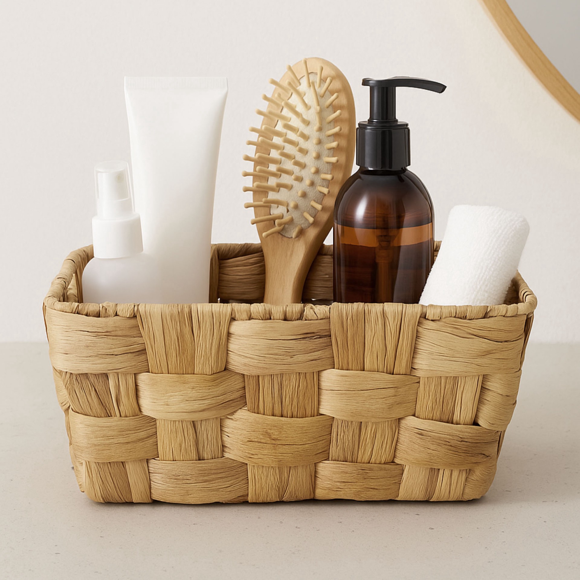 slide 5 of 6, Natural Water Hyacinth Basket By Ashland, 8.66 in x 6.69 in x 3.94 in