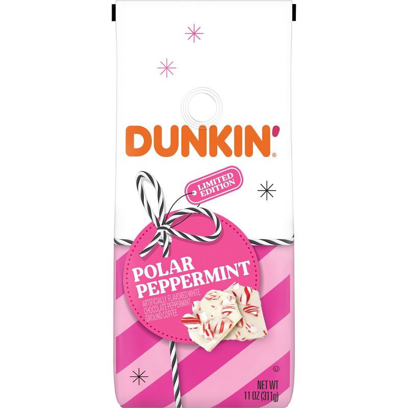 slide 1 of 11, Dunkin' Donuts Polar Peppermint Medium Roast Ground Coffee -11oz, 11 oz