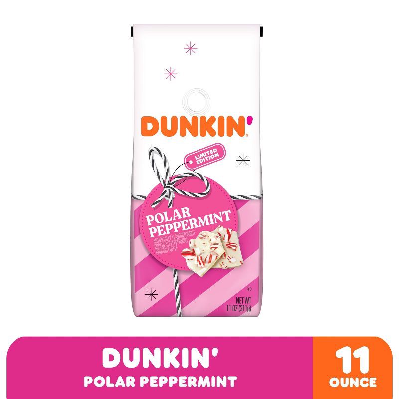 slide 3 of 8, Dunkin' Donuts Polar Peppermint Artificially Flavored Medium Roast Ground Coffee -11oz, 11 oz