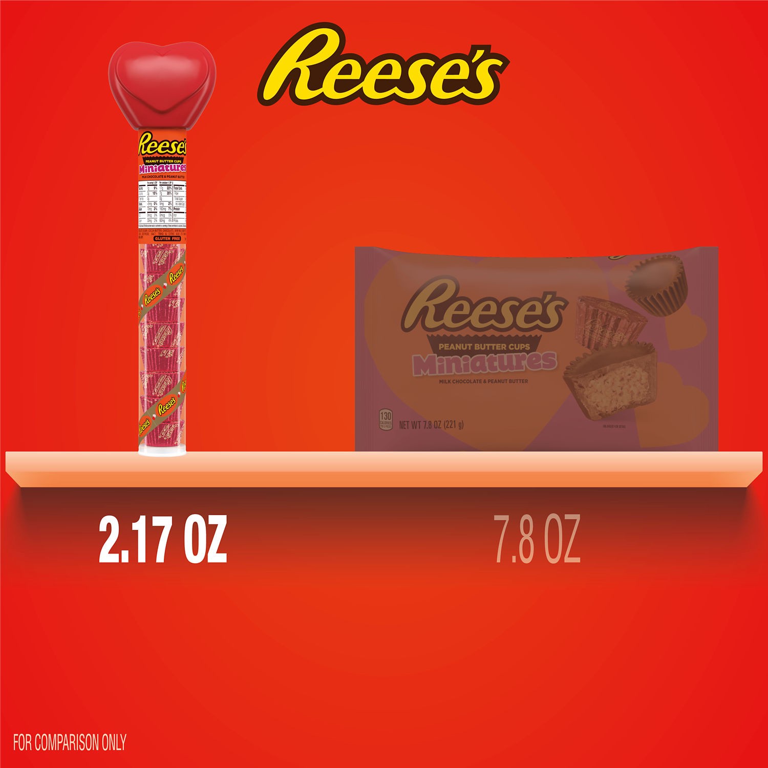 slide 7 of 8, Reese's Miniatures Milk Chocolate Peanut Butter Cups, Valentine's Candy Plastic Cane, 2.17 oz, 2.17 oz