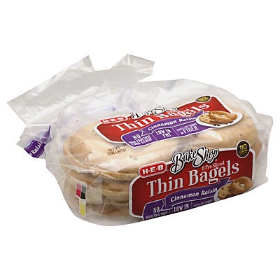 slide 1 of 1, H-E-B Bake Shop Cinnamon Raisin Thin Bagels, 8 ct