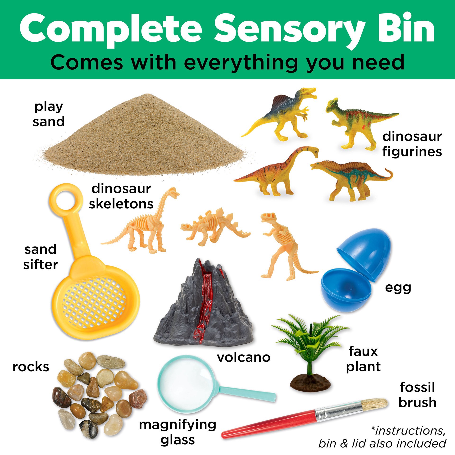 slide 10 of 10, Creativity For Kids Dinosaur Dig Sensory Bin, 14.5 in x 10.25 in x 4.75 in