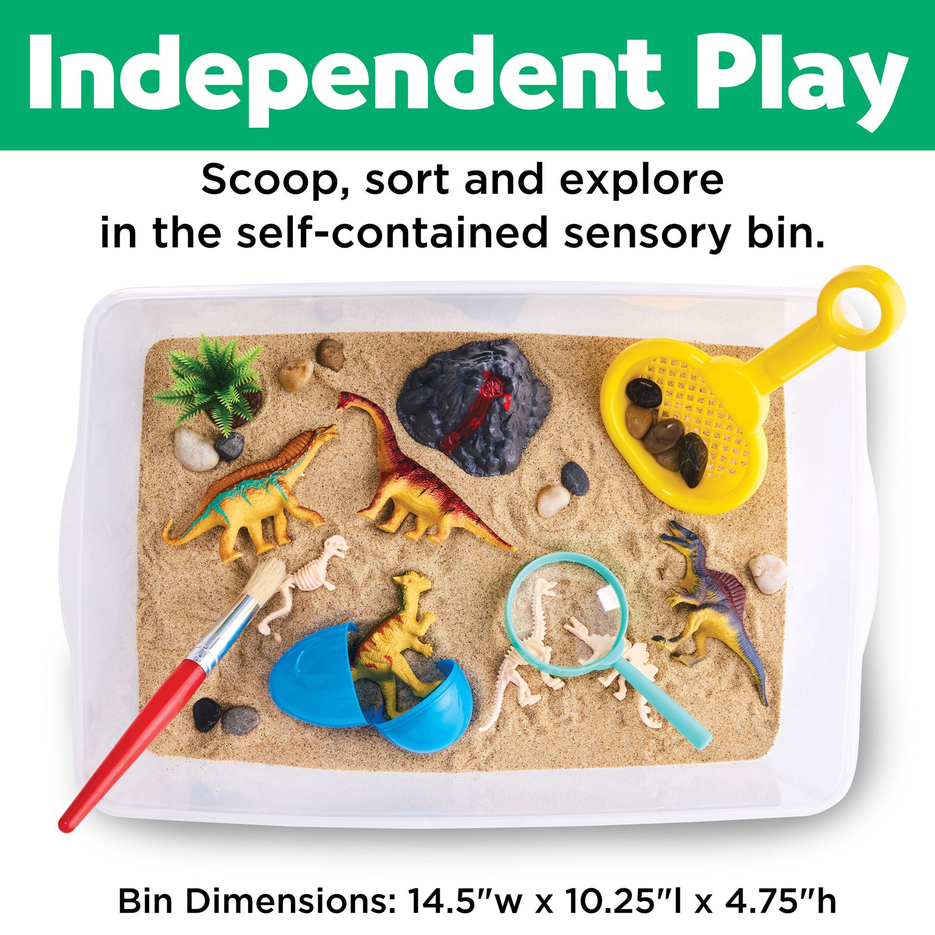 slide 7 of 10, Creativity For Kids Dinosaur Dig Sensory Bin, 14.5 in x 10.25 in x 4.75 in