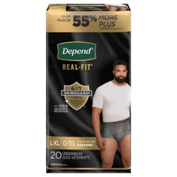 Depend Real Fit Incontinence Underwear for Men, Disposable, Maximum Absorbency, LargeExtra Large, Grey, 20 Count