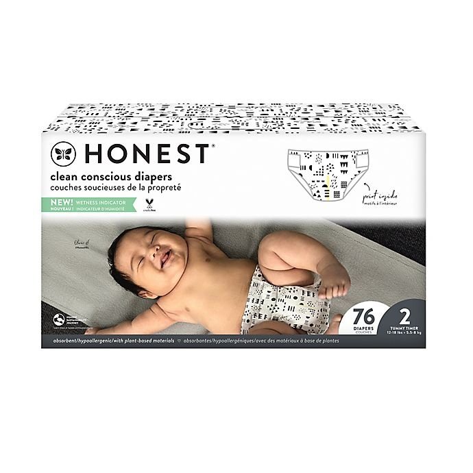 slide 1 of 2, The Honest Company Pattern Play Stage 2 Club Box Disposable Diapers, 76 ct