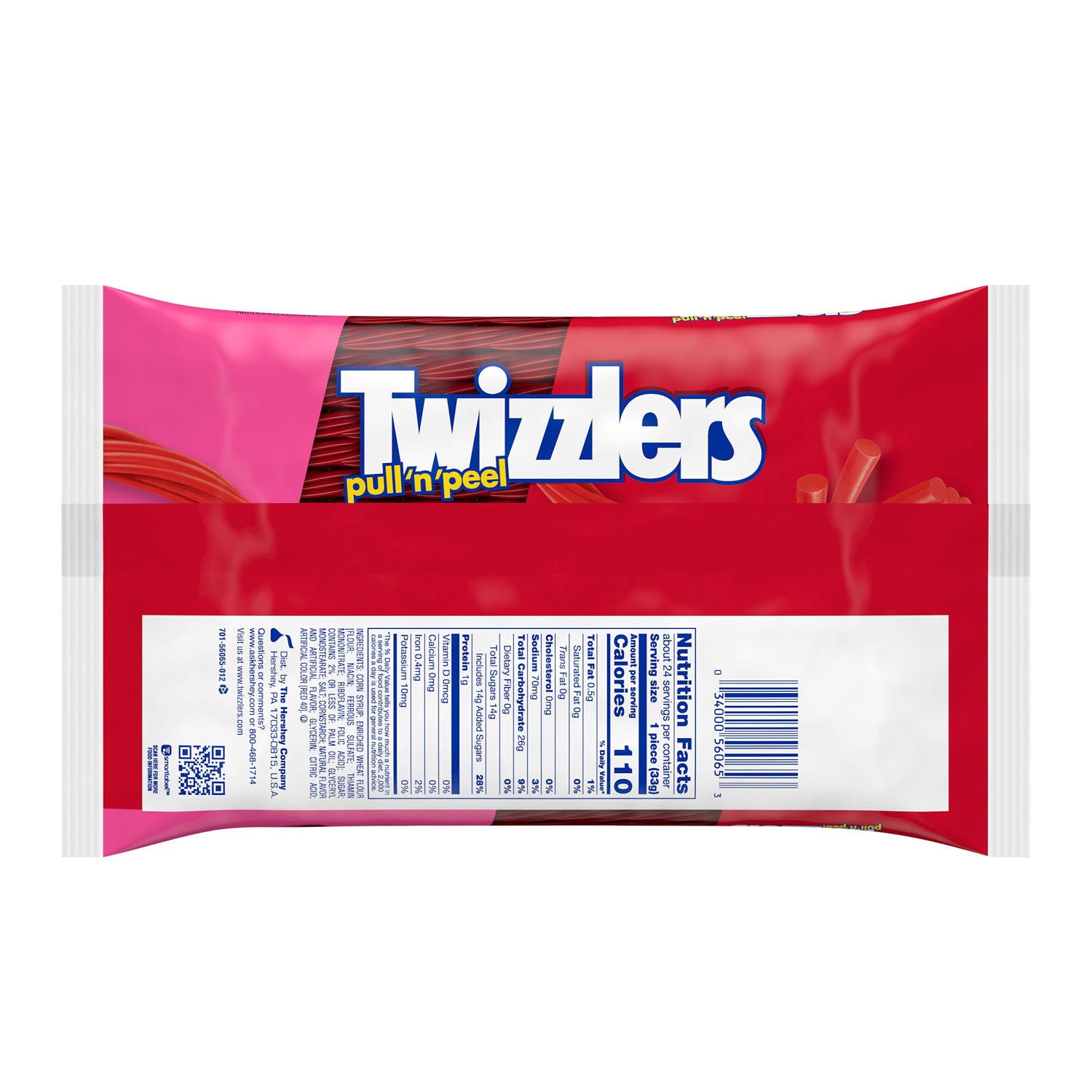 slide 7 of 9, Twizzlers PULL 'N' PEEL Cherry Flavored Licorice Style, Low Fat Candy Big Bag, 28 oz, 28 oz