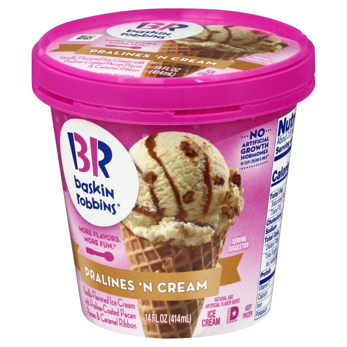 slide 2 of 9, Baskin-Robbins Pralines 'N Cream Ice Cream 14.0 oz, 14 oz